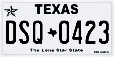 TX license plate DSQ0423