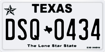TX license plate DSQ0434