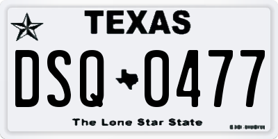 TX license plate DSQ0477