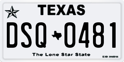 TX license plate DSQ0481