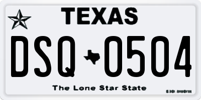 TX license plate DSQ0504