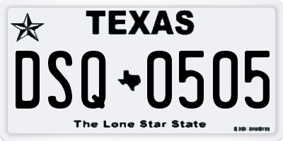 TX license plate DSQ0505