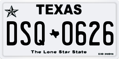 TX license plate DSQ0626