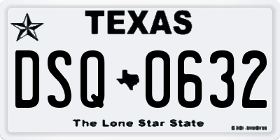 TX license plate DSQ0632