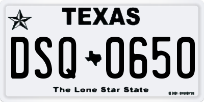 TX license plate DSQ0650