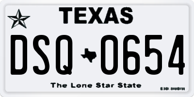 TX license plate DSQ0654