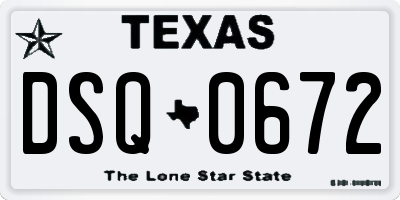 TX license plate DSQ0672