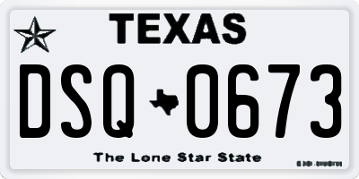 TX license plate DSQ0673