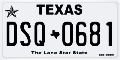 TX license plate DSQ0681