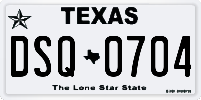 TX license plate DSQ0704
