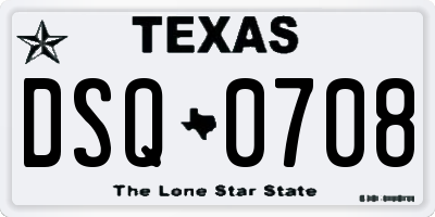 TX license plate DSQ0708