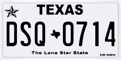 TX license plate DSQ0714