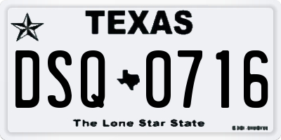 TX license plate DSQ0716