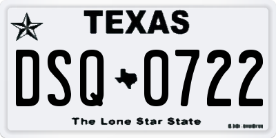 TX license plate DSQ0722