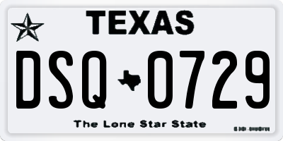 TX license plate DSQ0729