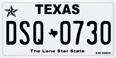 TX license plate DSQ0730