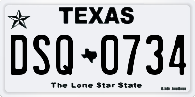 TX license plate DSQ0734