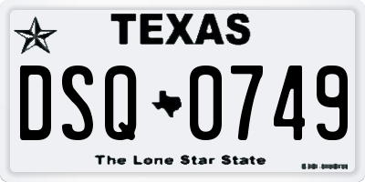 TX license plate DSQ0749