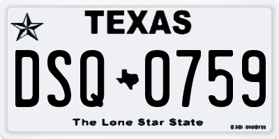 TX license plate DSQ0759