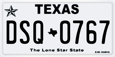 TX license plate DSQ0767