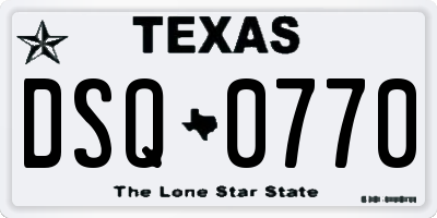 TX license plate DSQ0770