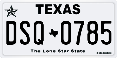 TX license plate DSQ0785
