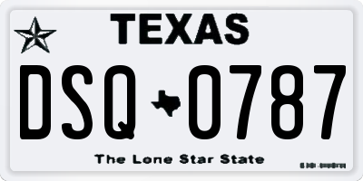 TX license plate DSQ0787