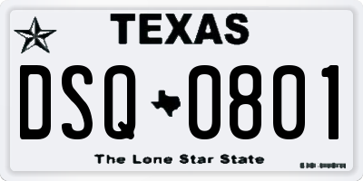 TX license plate DSQ0801