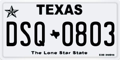 TX license plate DSQ0803