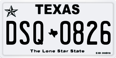 TX license plate DSQ0826