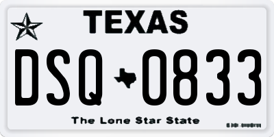 TX license plate DSQ0833