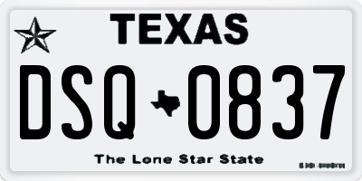 TX license plate DSQ0837