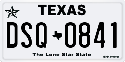 TX license plate DSQ0841