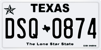 TX license plate DSQ0874