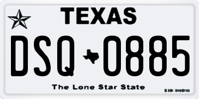 TX license plate DSQ0885