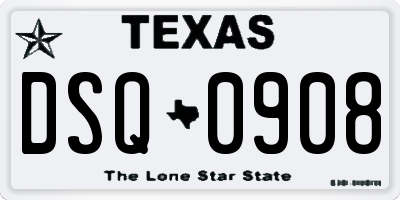 TX license plate DSQ0908