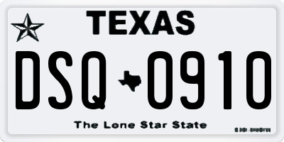 TX license plate DSQ0910