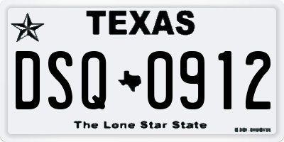 TX license plate DSQ0912