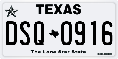 TX license plate DSQ0916