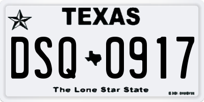 TX license plate DSQ0917