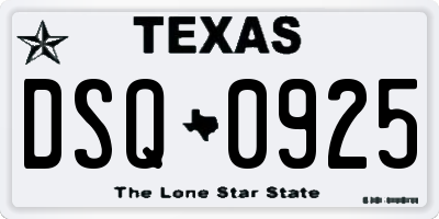 TX license plate DSQ0925