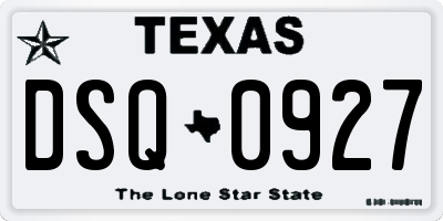 TX license plate DSQ0927