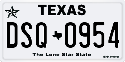 TX license plate DSQ0954