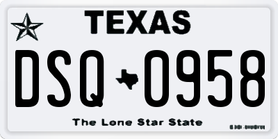 TX license plate DSQ0958