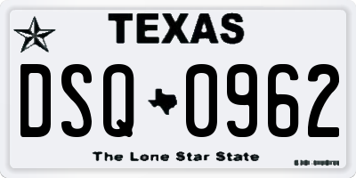 TX license plate DSQ0962