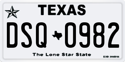 TX license plate DSQ0982