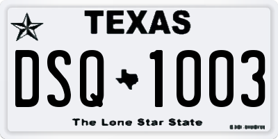 TX license plate DSQ1003