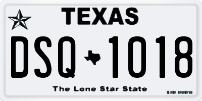 TX license plate DSQ1018