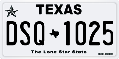 TX license plate DSQ1025