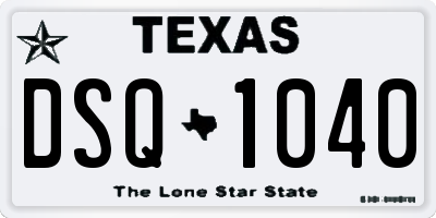 TX license plate DSQ1040